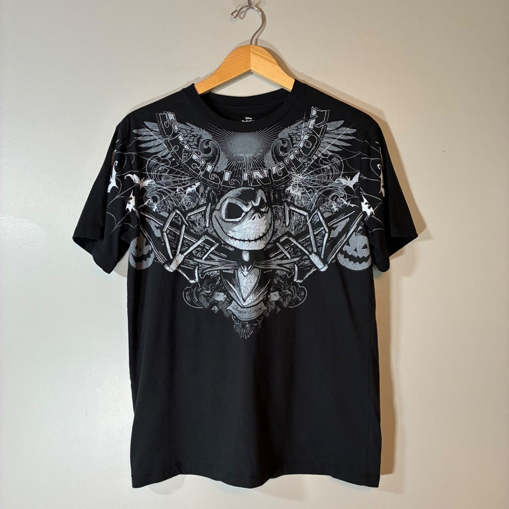 Disney Nightmare Before Christmas Jack Skellington Pumpkin King Black T-Shirt M